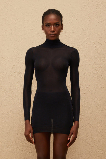 Eudoxia Dark Blue Open Back Knit Mini Dress