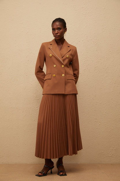 Maëlys Caramel Double Breasted Blazer & Skirt Set