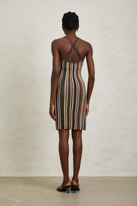 Harper Brown Striped Knit Mini Dress
