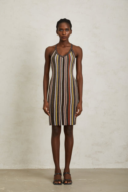 Harper Brown Striped Knit Mini Dress