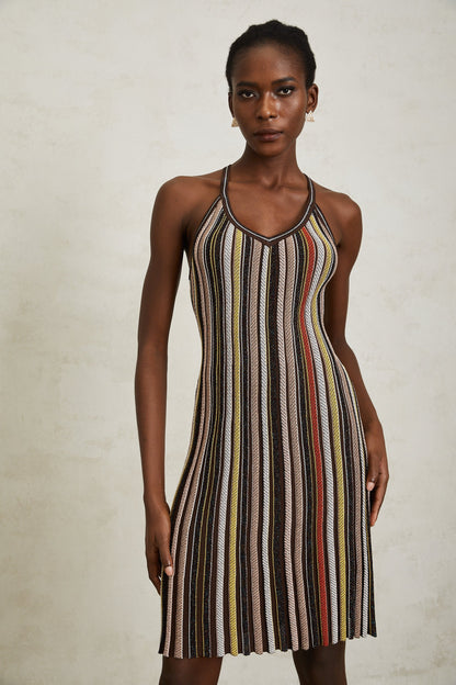 Harper Brown Striped Knit Mini Dress