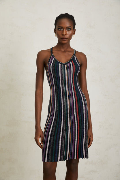 Harper Purple Striped Knit Mini Dress