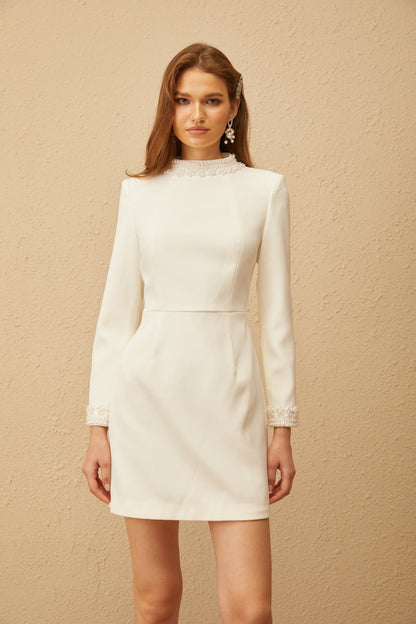 Bernadette White Faux Pearl Mini Dress