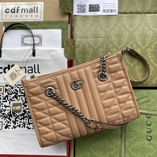 gg Marmont Medium Tote Bag Brown For Women 10.2in/26.5cm gg