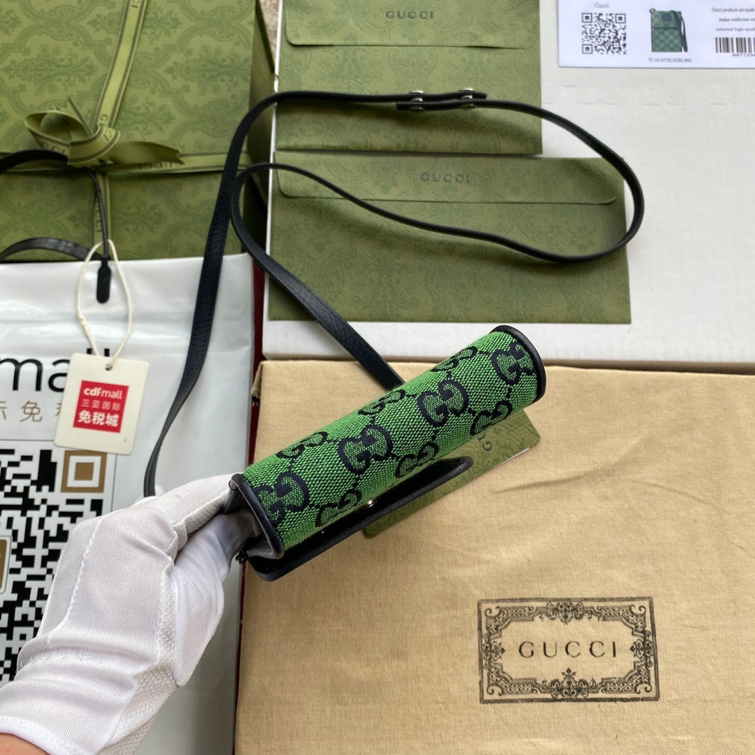 gg Mini Bag In Green gg Canvas For Women 7in/18cm gg 657582