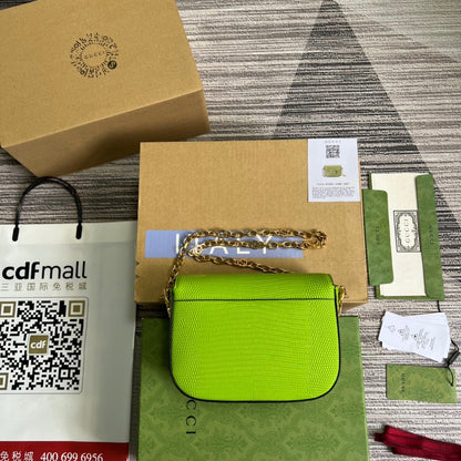 gg Horsebit 1955 Lizard Mini Bag Yellow For Women, Women&#8217;s Bags 8in/20cm gg‎