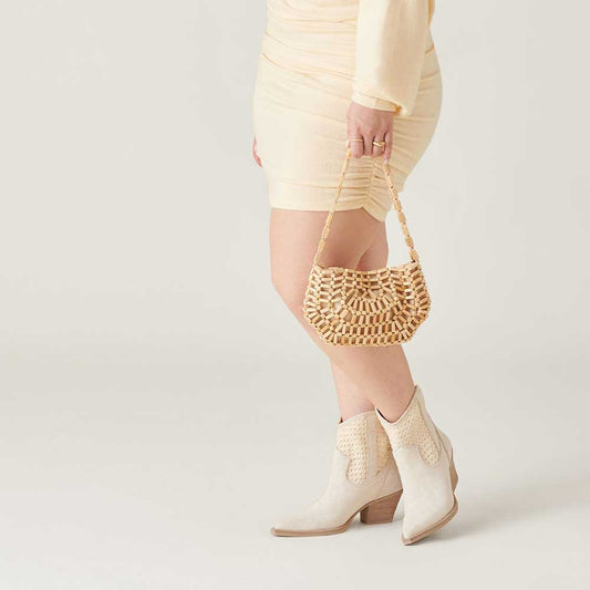 Beige Sand-Tone Pointed Toe Chunky Heel Cowgirl Booties