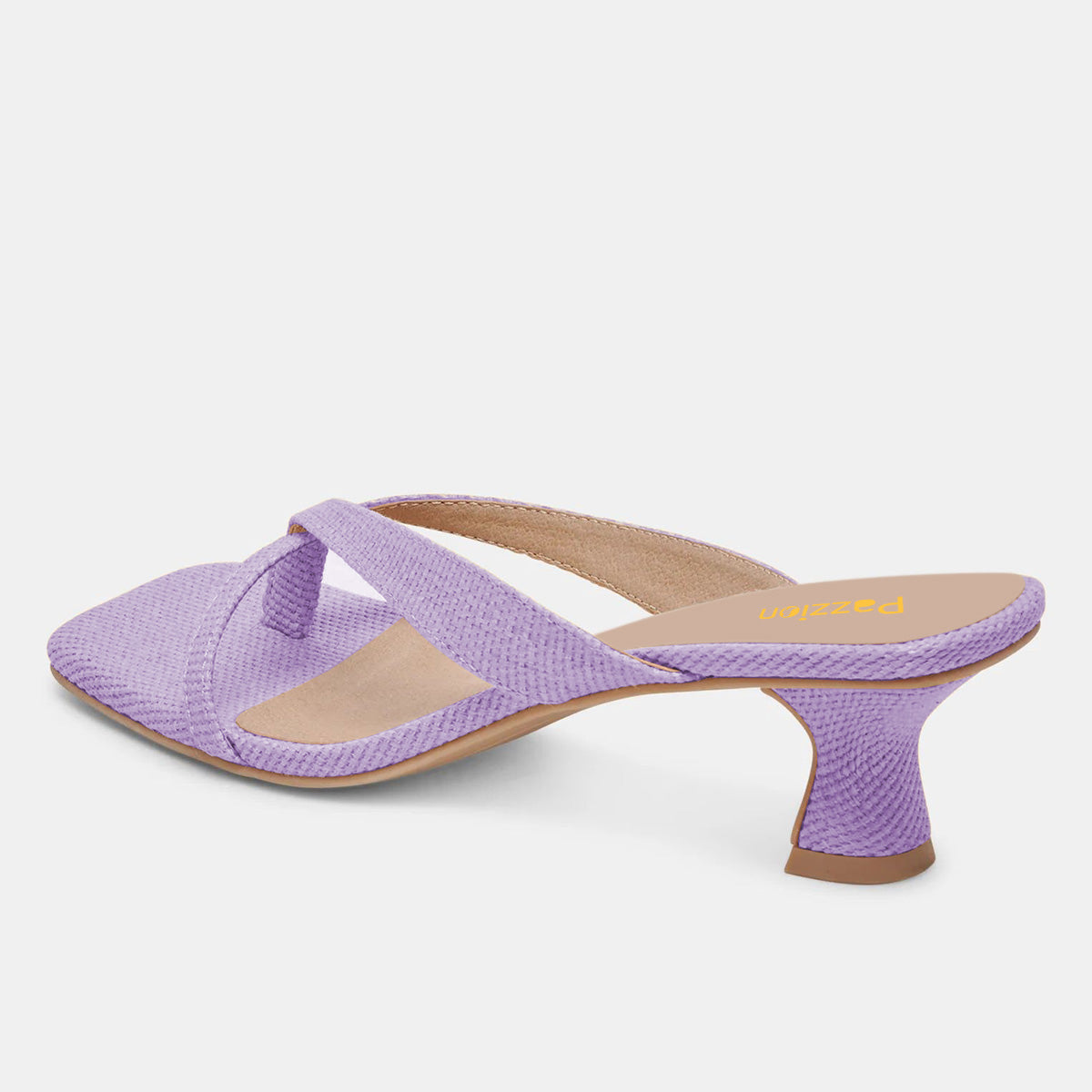 Elegant Purple Square Toe Slip-On Flared Heeled Sandals for Women