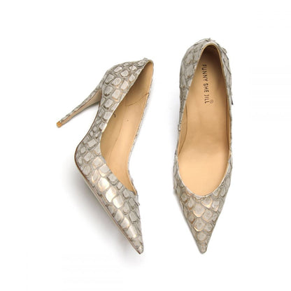 Genuine Leather Pointed Toe 4'' Stiletto Heel Pumps for Women