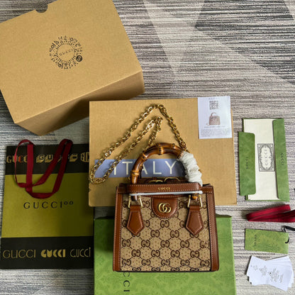 gg Diana Mini Tote Bag Beige For Women, Women&#8217;s Bags 7.9in/20cm gg