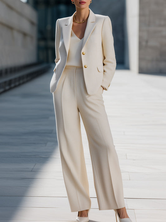 Elegant Tailored Blazer And Wide-Leg Pants Set