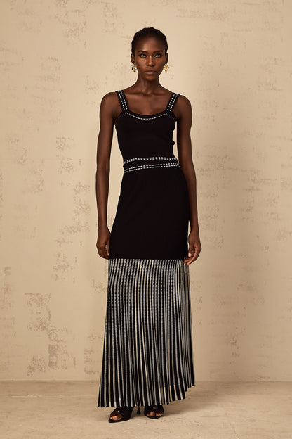Léontine Contrast Color Ribbed Knit Matching Set