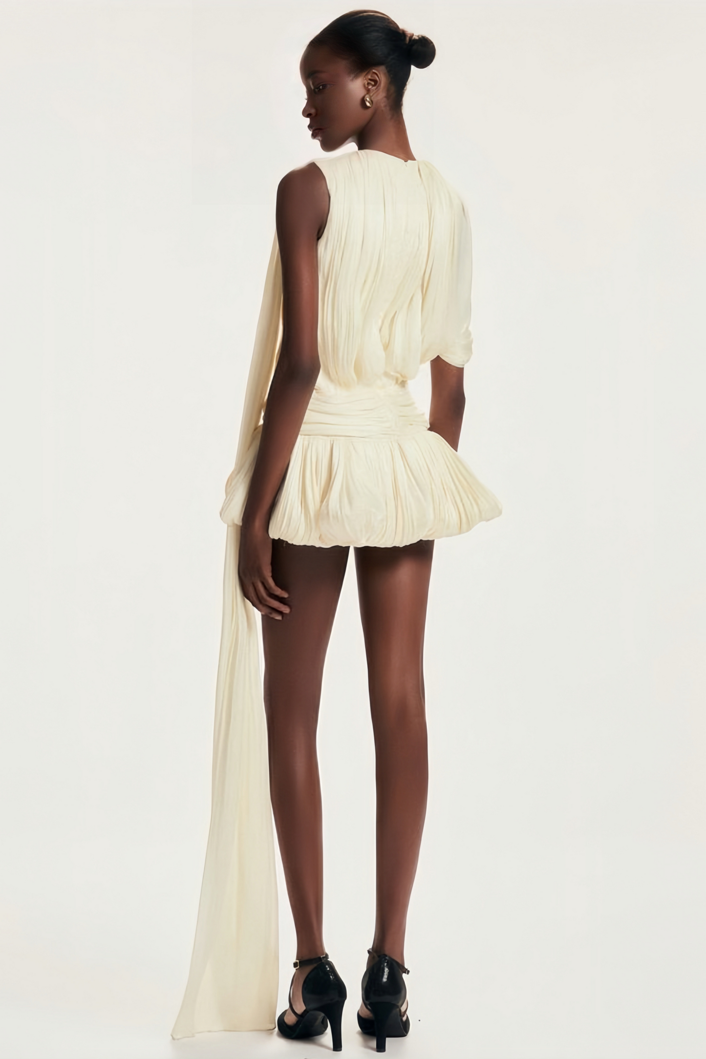 Cyrielle Pleated Mini Dress with Ribbon Design Accent