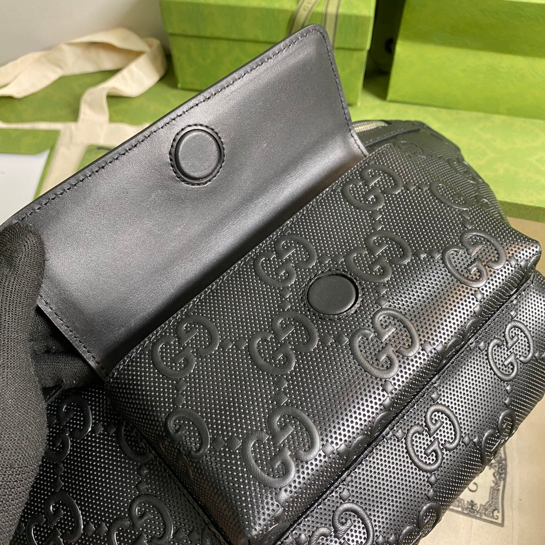 gg Embossed Belt Bag Black gg Embossed For Men  11in/28cm gg 645093 1W3CN 1000