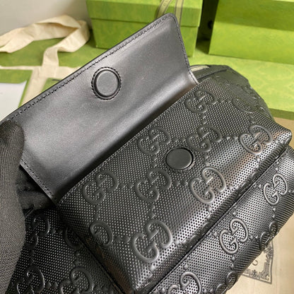 gg Embossed Belt Bag Black gg Embossed For Men  11in/28cm gg 645093 1W3CN 1000