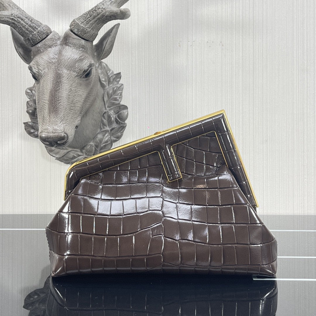 FI First Small Gray Crocodile Bag For Woman 26cm/10in