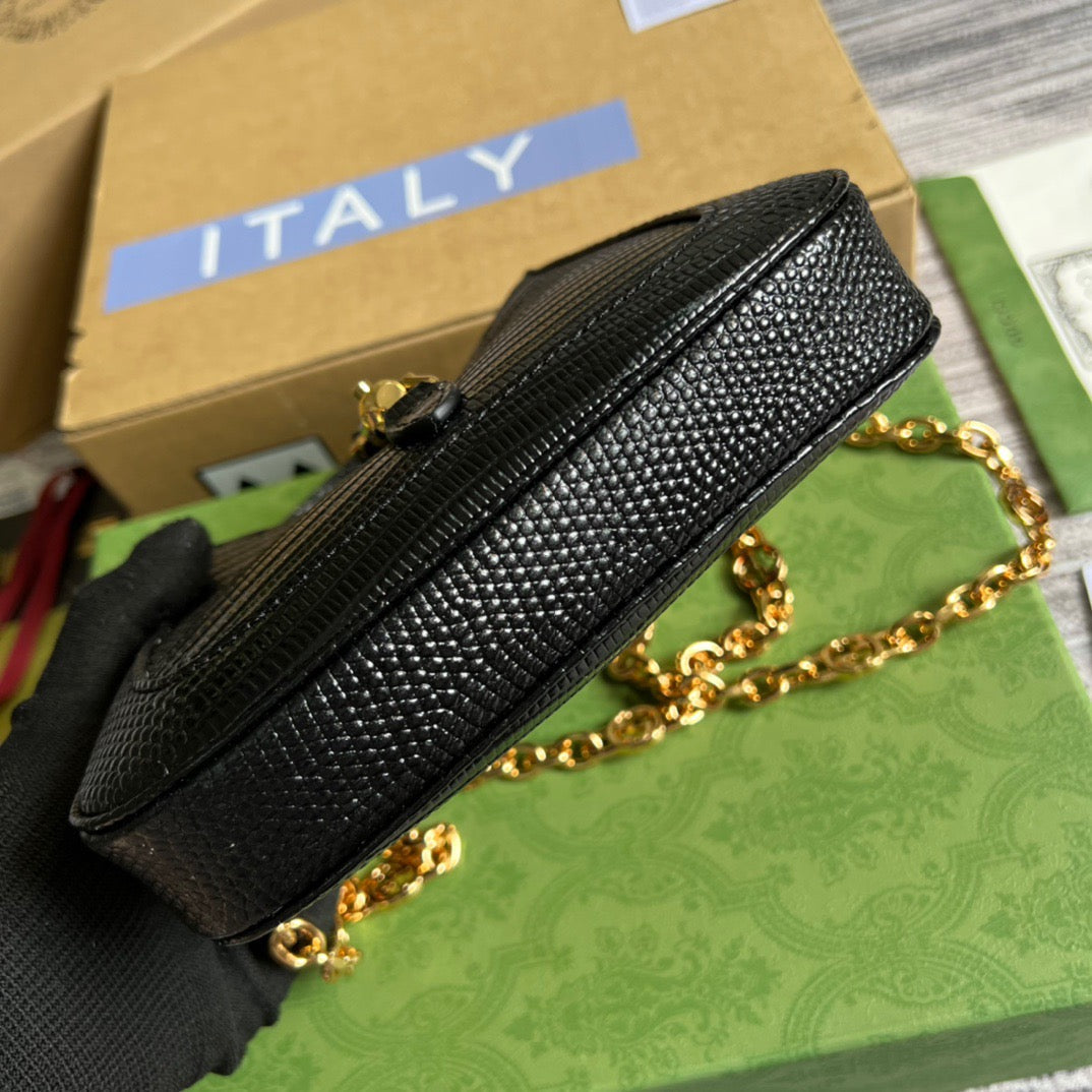 gg Jackie 1961 Lizard Mini Bag Black For Women, Women&#8217;s Bags 7.5in/19cm gg ‎675799 LUZ0G 1000
