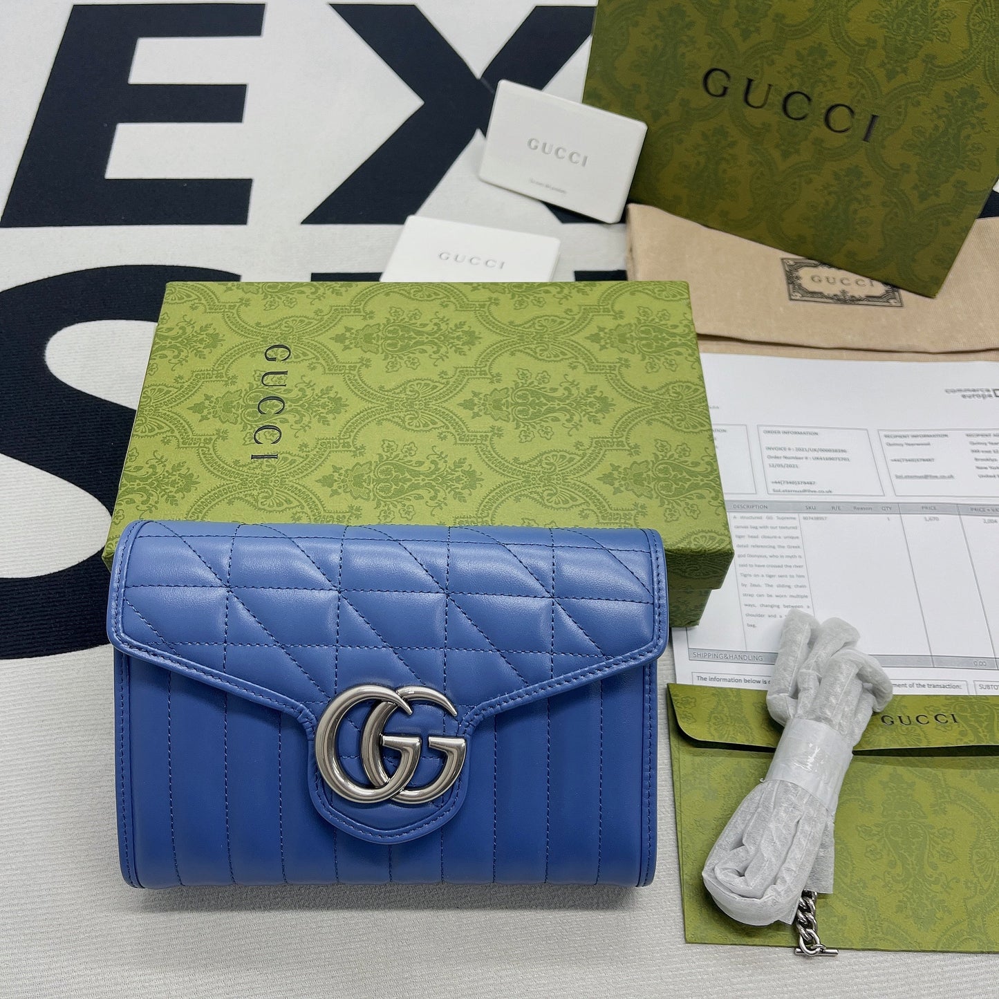 gg Marmont Super Mini Bag Blue For Women, Women&#8217;s Bags 6.2in/17cm gg 476433 DTD5F 4340