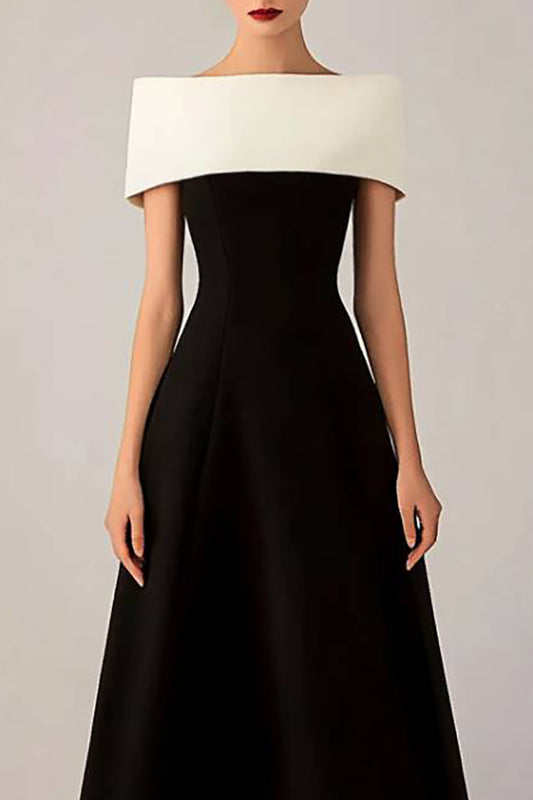 Evening Formal Colorblock Dress Black White Maxi Dress