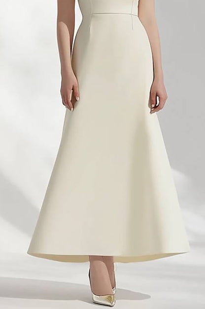 Formal Evening Dress Beige One Shoulder A-Line Maxi Gown