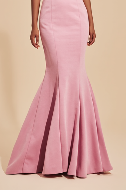 Formal Evening Dress Light Pink V Neck Sleeveless Mermaid Floor-Length Dress