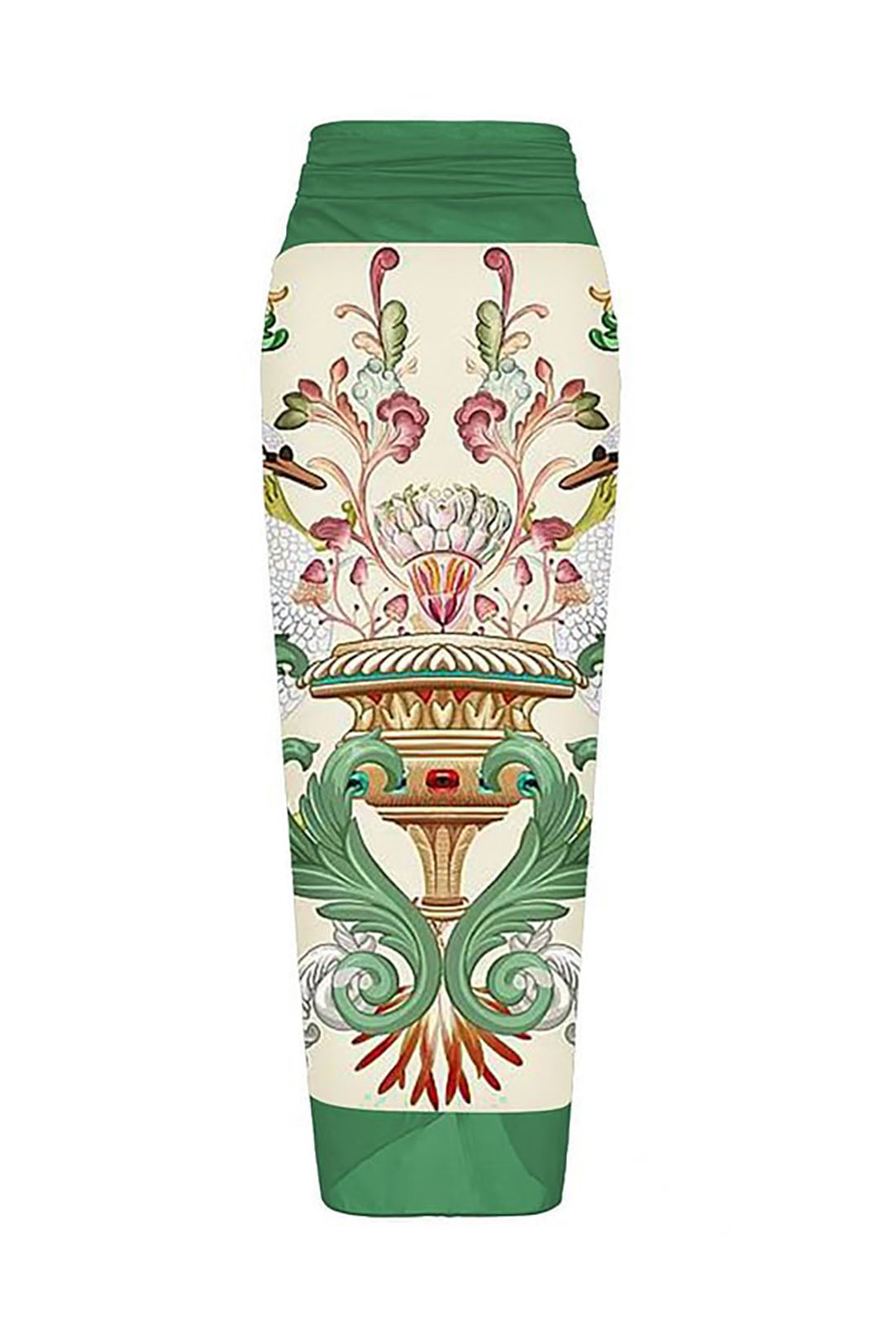 3D Flower Green Backless One-Piece Swimsuit and Cover-Up
