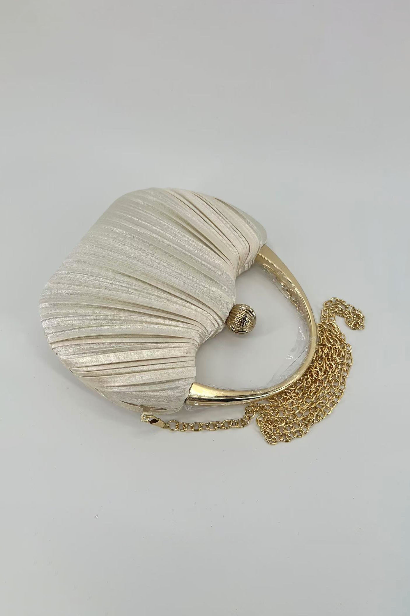 Evening Retro Pleated Bag Solid Color Chain Magnetic Clasp Clutch