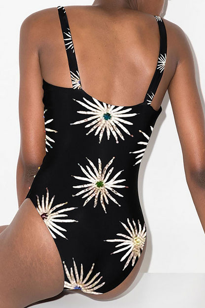 Firework Sequin Black One-Piece Swimsuit and Cover-Up