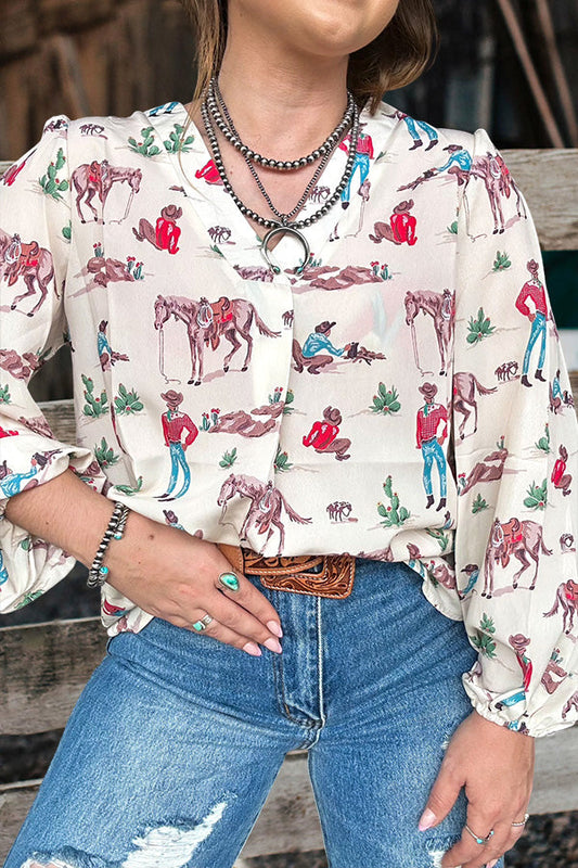 Vintage Western Rodeo Print Shirt
