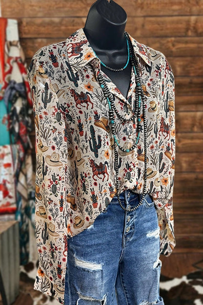 Cactus Western Print Shirt