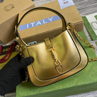gg Jackie 1961 Lizard Mini Bag Gold For Women, Women&#8217;s Bags 7.5in/19cm gg ‎