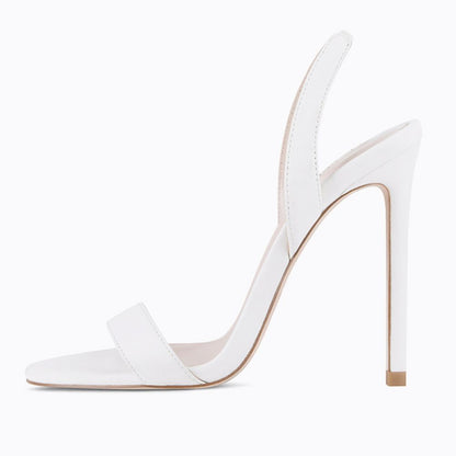 Elegant White Open Toe Stiletto Heel Women's Sandals with Slingback