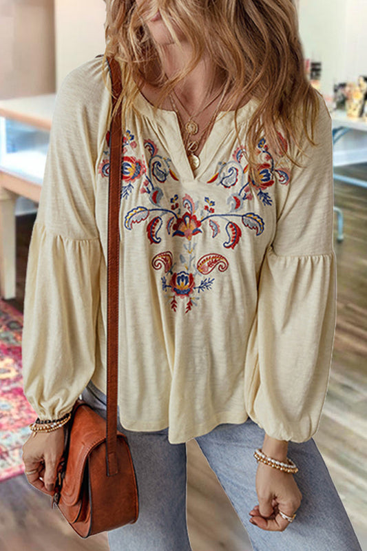 Cute Ethnic Paisley Embroidered Blouse