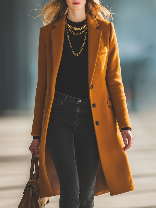 Elegant Retro 3-pocket Single-breasted Woolen Coat