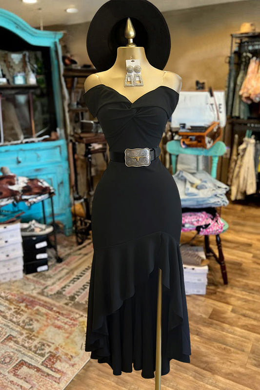 Sexy Off Shoulder Ruffle Draped Dress