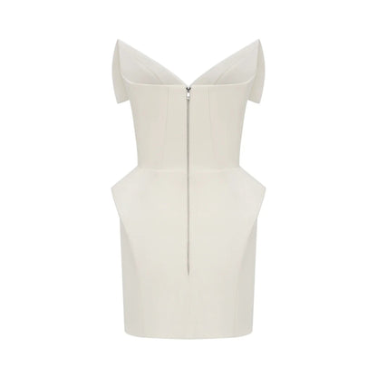 Alba White Barrel Waist Corset Mini Dress