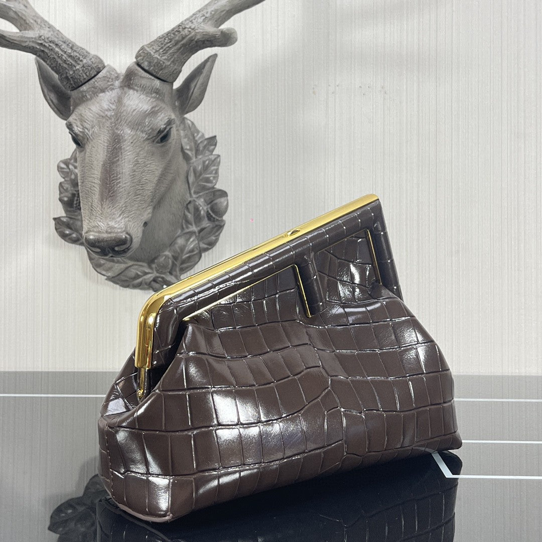 FI First Small Gray Crocodile Bag For Woman 26cm/10in