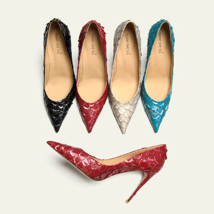 Genuine Leather Pointed Toe 4'' Stiletto Heel Pumps for Women