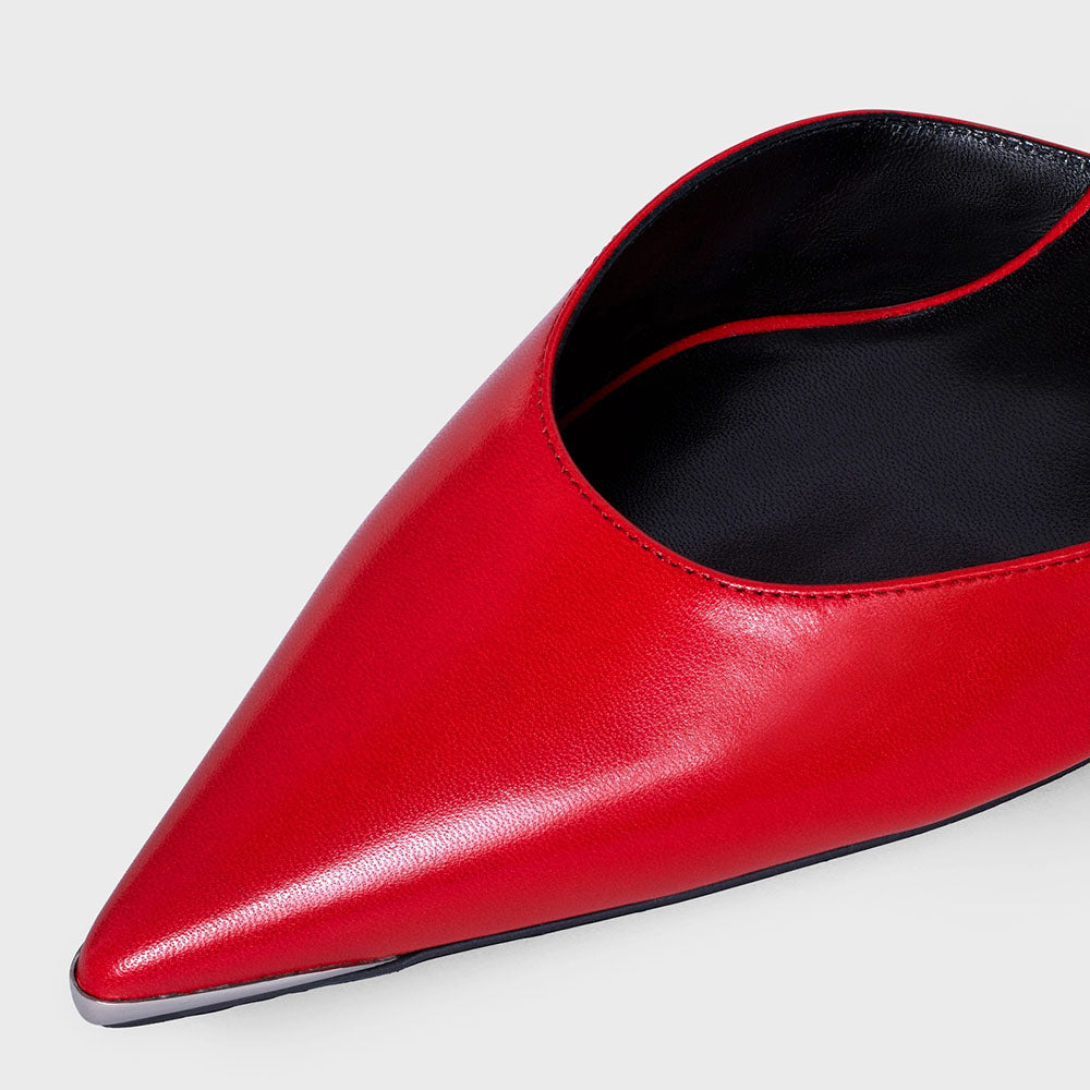 Elegant Pointed Toe Kitten Heel Ankle Strap Pumps Shoes in Red