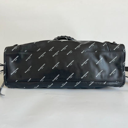Balenciaga All Over Logo print calfskin large city bag