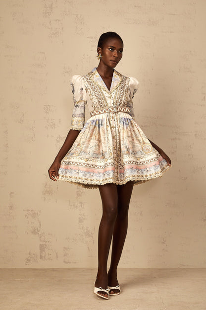 Joséphine Classic Belted V-Neck Mini Dress