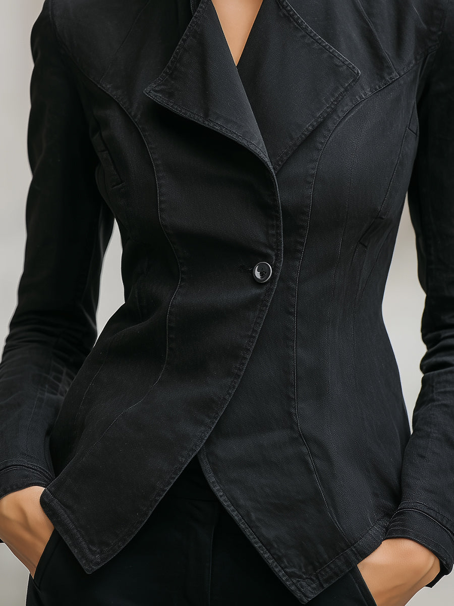 Elegant Tailored Black Asymmetric Blazer