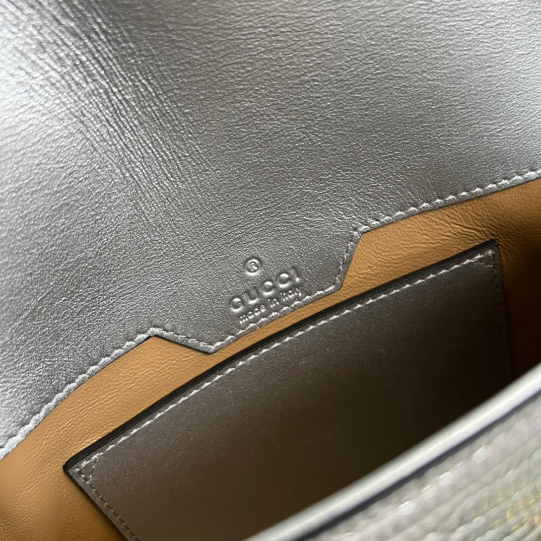 gg Horsebit 1955 Lizard Mini Bag Silver For Women, Women&#8217;s Bags 8in/20cm gg‎