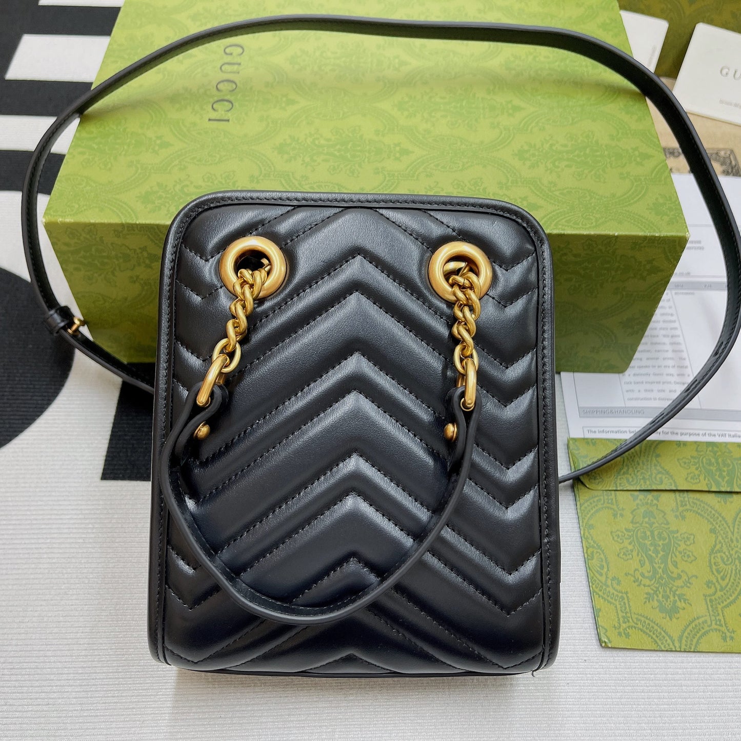 gg Marmont Matelasse Mini Bag Black For Women, Women&#8217;s Bags 7.5in/19cm gg ‎696123 DTDHT 1000
