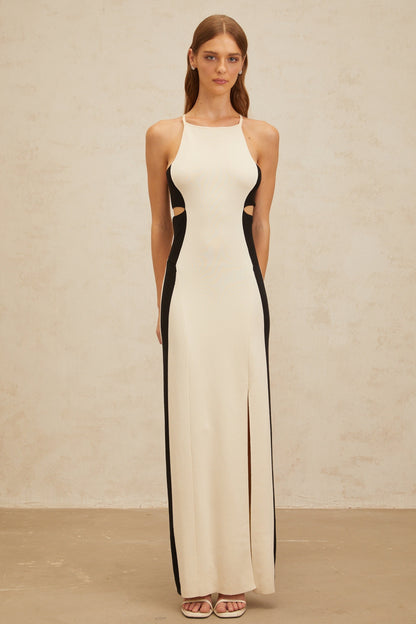 Coralie White Cut-Out Knit Maxi Dress
