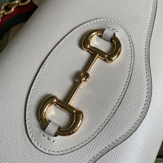 gg Horsebit 1955 Small Bag White For Women 10.2in/26cm gg ‎677286 18YSX 9068