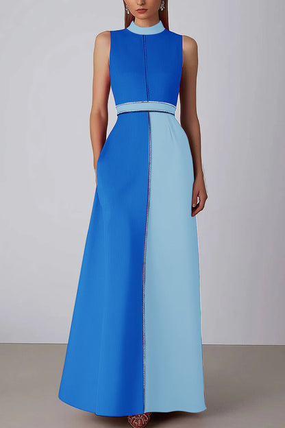 Elegant Pink Evening Formal H-Line Gown Ombre Crepe Black Trim Dress