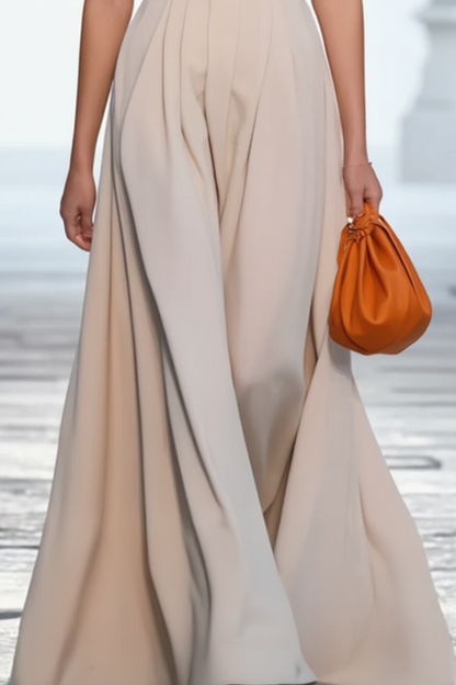 Evening Formal Halter Dress Apricot Floor-Length Dress