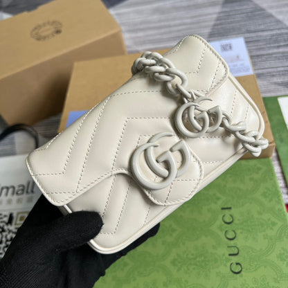 gg Marmont Super Mini Bag White For Women, Women&#8217;s Bags 6.2in/17cm gg