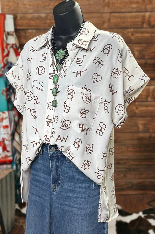 Western Brand Print Short Sleeve Shirt